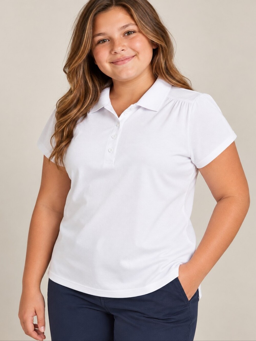 IZOD Girls White Performance Polo Shirt Short Sleeve 20.5 Plus Size XXL NWT